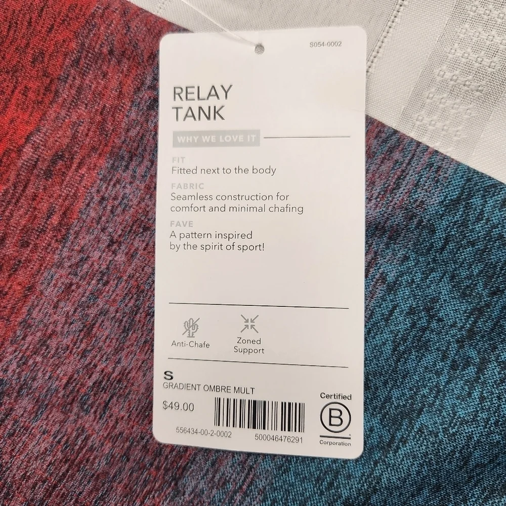 NWT Athleta Relay Tank Gradient Ombre Red and Blue Women’s Size Small - Picture 2 of 9